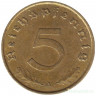 Монета. Германия. Третий Рейх. 5 рейхспфеннигов 1937 год. Монетный двор - Берлин (А).