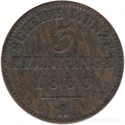 Монета. Пруссия (Германия). 3 пфеннига 1863 год. А.