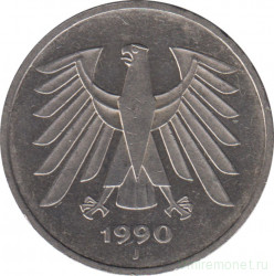 Монета. ФРГ. 5 марок 1990 год. Монетный двор - Гамбург (J).