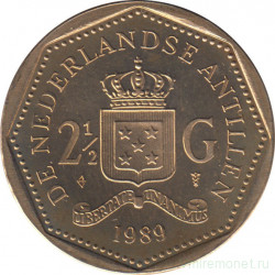 Монета. Нидерландские Антильские острова. 2,5 гульдена 1989 год.
