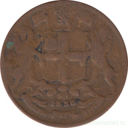 Монета. Британская Индия. Ост-Индская компания (1834 - 1858). 1/4 анны 1858 год.