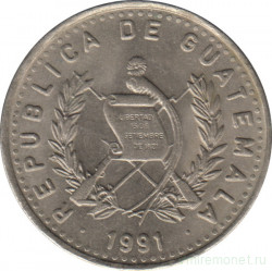 Монета. Гватемала. 25 сентаво 1991 год.