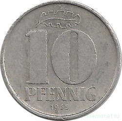 Монета. ГДР. 10 пфеннигов 1965 год.