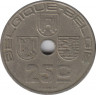 Монета. Бельгия. 25 сантимов 1938 год. BELGIQUE-BELGIE. рев.
