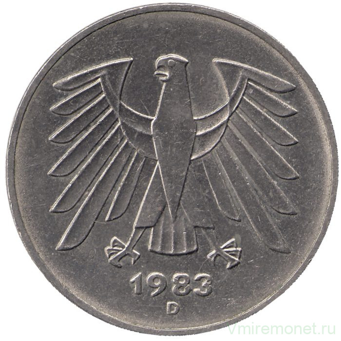 Монета. ФРГ. 5 марок 1983 год. Монетный двор - Мюнхен (D).