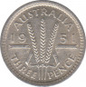 Монета. Австралия. 3 пенса 1951 год. (PL). ав.