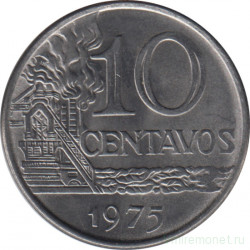 Монета. Бразилия. 10 сентаво 1975 год.