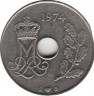 Монета. Дания. 25 эре 1974 год. ав.