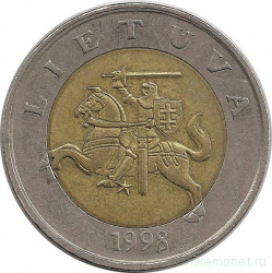 Монета. Литва. 5 литов 1998 год.