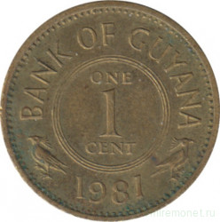 Монета. Гайана. 1 цент 1981 год.