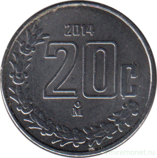 Монета. Мексика. 20 сентаво 2014 год.