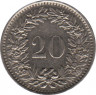 Монета. Швейцария. 20 раппенов 1970 год. ав.