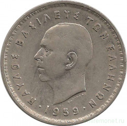 Монета. Греция. 10 драхм 1959 год.