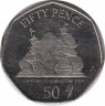 Монета. Гибралтар. 50 пенсов 2010 год. Захват Гибралтара, 1704. ав.