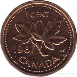 Монета. Канада. 1 цент 1987 год.