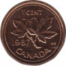 Монета. Канада. 1 цент 1987 год. ав.