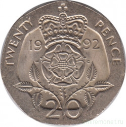 Монета. Великобритания. 20 пенсов 1992 год.