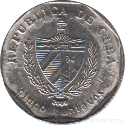 Монета. Куба. 5 сентаво 2009 год (конвертируемый песо).