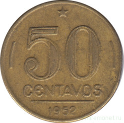 Монета. Бразилия. 50 сентаво 1952 год.