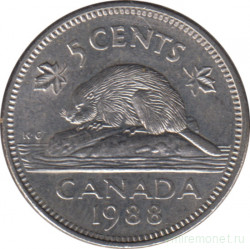Монета. Канада. 5 центов 1988 год.