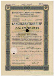 Облигация. Германия. Третий рейх. 1000 рейхсмарок 1939 год. 4,5% заём.