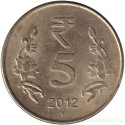 Монета. Индия. 5 рупий 2012 год. "♦" - Мумбаи.