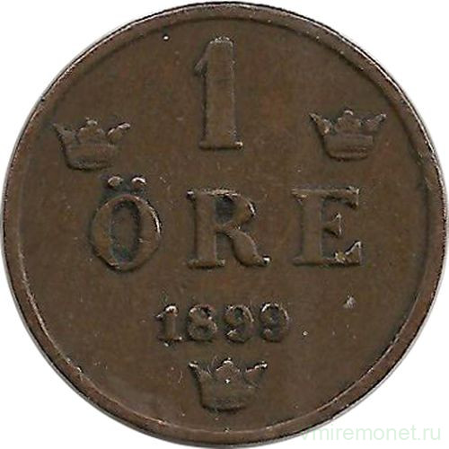 Монета. Швеция. 1 эре 1899 год.