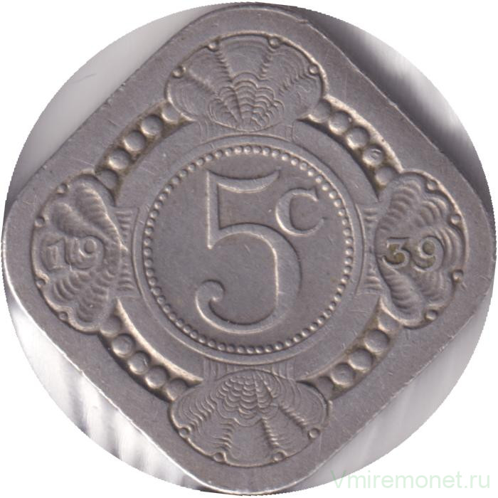 Монета. Нидерланды. 5 центов 1939 год.