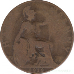 Монета. Великобритания. 1/2 пенни 1918 год.