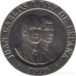 Монета. Испания. 200 песет 1999 год.