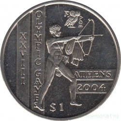Монета. Сьерра-Леоне. 1 доллар 2003 год. XXVIII летние Олимпийские Игры, Афины 2004. Стрельба из лука.