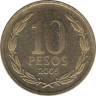 Монета. Чили. 10 песо 2005 год. ав.