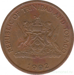 Монета. Тринидад и Тобаго. 5 центов 1992 год.