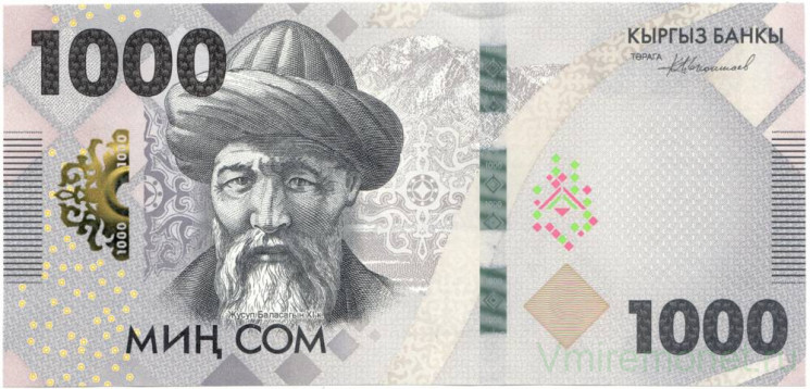 Банкнота. Кыргызстан. 1000 сом 2023 год. Тип W39.