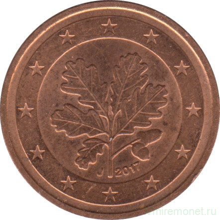 Монета. Германия. 2 цента 2017 год. (J).