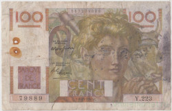 Банкнота. Франция. 100 франков 1947 год. 15.04.1947. Тип 128b.