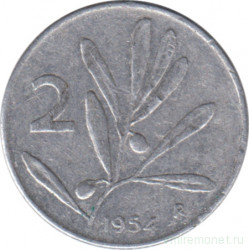 Монета. Италия. 2 лиры 1954 год.