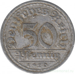 Монета. Германия. Веймарская республика. 50 пфеннигов 1920 год. Монетный двор - Карлсруэ (G).