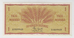 Банкнота. Финляндия. 1 марка 1963 год. Тип 98A(33).