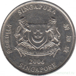 Монета. Сингапур. 20 центов 2006 год.