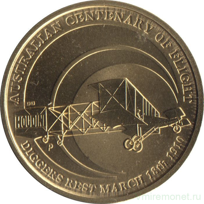 Монета. Австралия. 1 доллар 2010 год. 100 лет первому полету. В конверте.