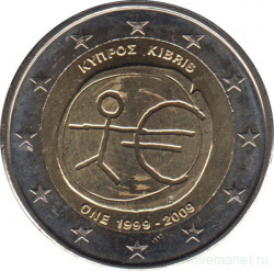 Монета. Кипр. 2 евро 2009 год. 10 лет экономическому и валютному союзу.