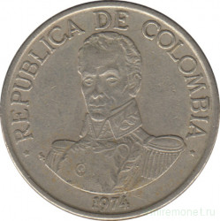 Монета. Колумбия. 1 песо 1974 год.