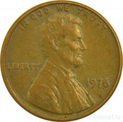 Монета. США. 1 цент 1976 год.