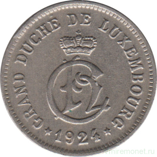 Монета. Люксембург. 10 сантимов 1924 год.