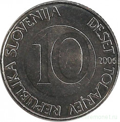 Монета. Словения. 10 толаров 2006 год.
