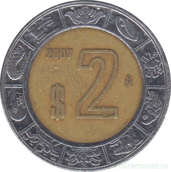 Монета. Мексика. 2 песо 2007 год.