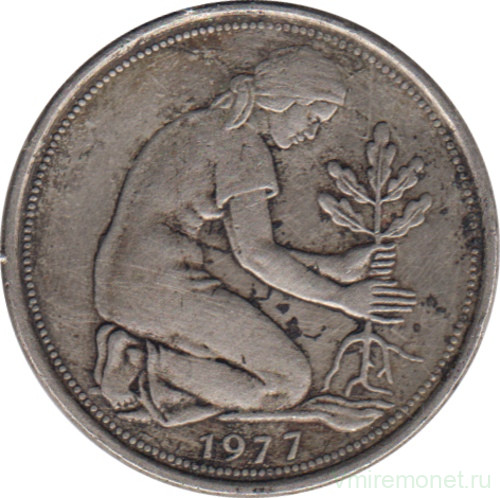 Монета. ФРГ. 50 пфеннигов 1977 год. Монетный двор - Гамбург (J).