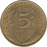  Монета. Франция. 5 сантимов 1973 год. ав.