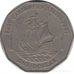 Монета. Восточные Карибские государства. 1 доллар 1991 год.